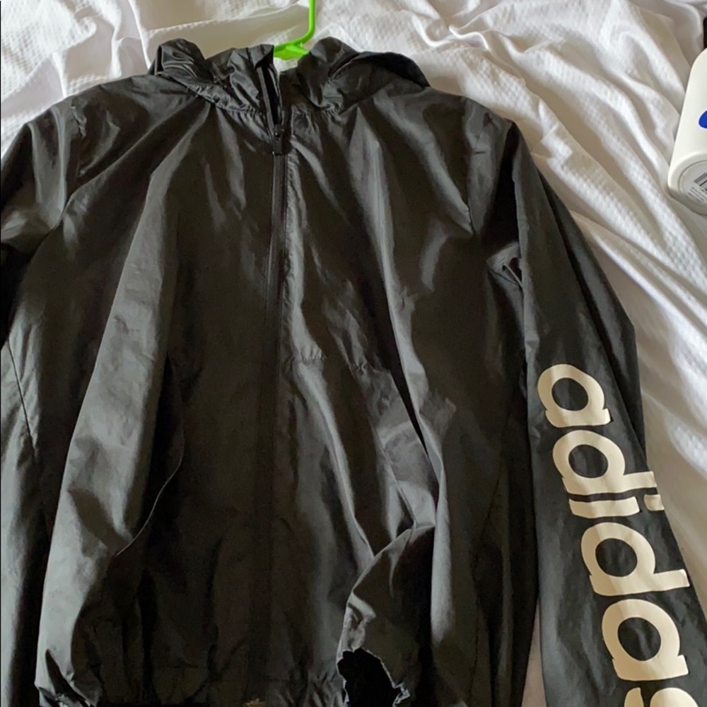 adidas black windbreaker